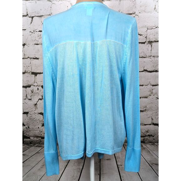 CHICO'S "Nancy Dye-Effect" Open-Front Lightweight Knit Cardigan Size 2 (L/12) - Picture 5 of 8